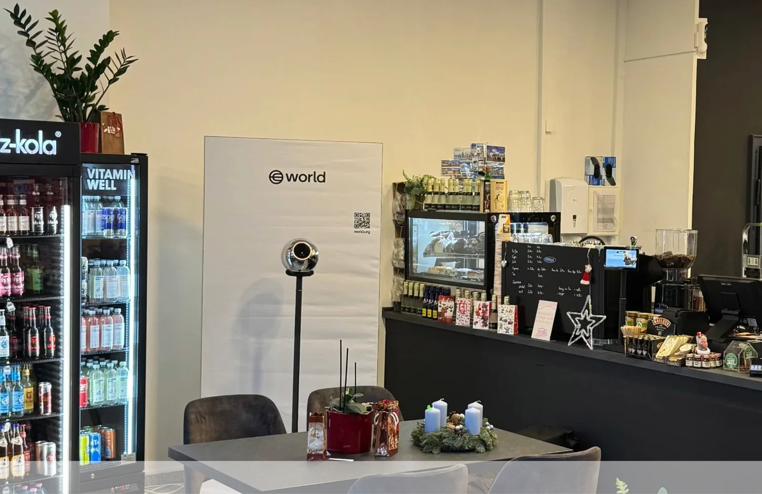 A World verification station inside a kiosk